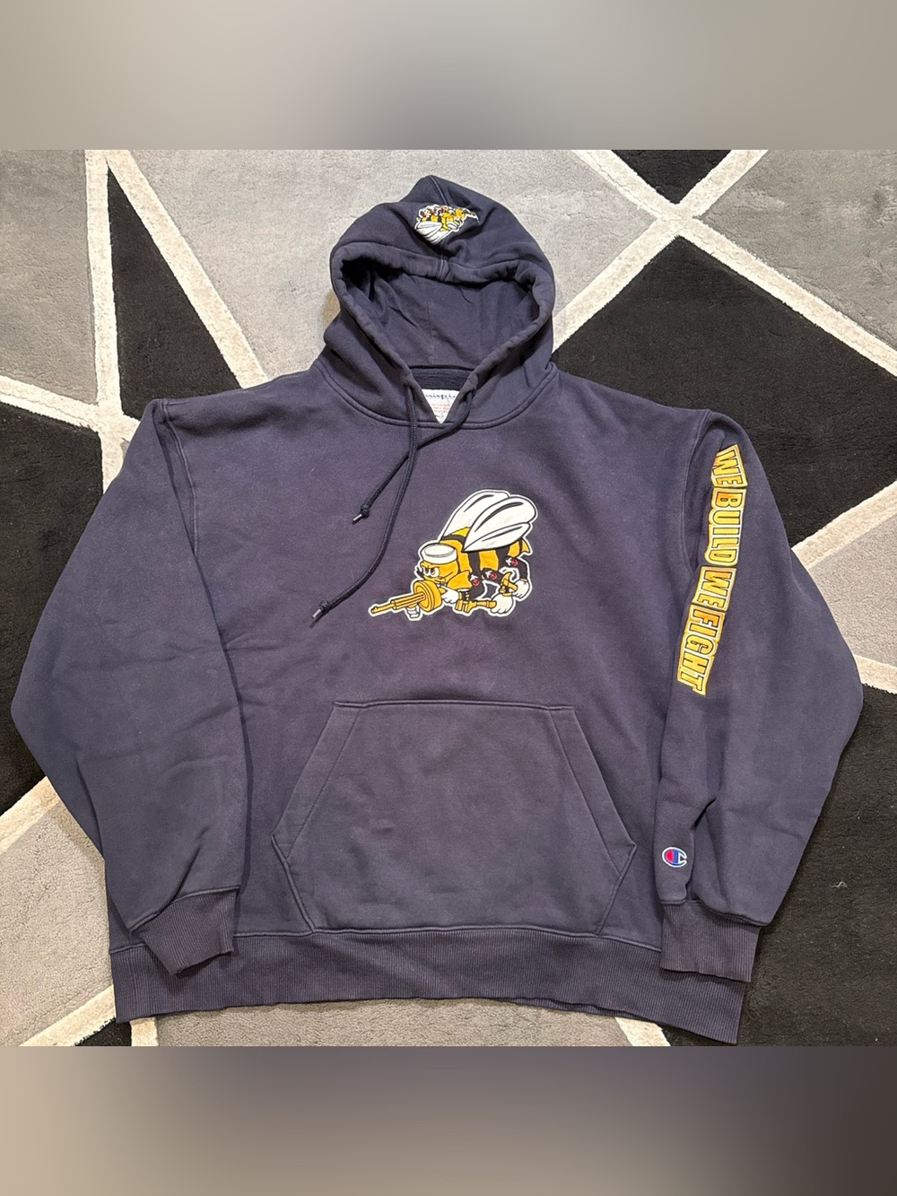 Y2K Champion US Navy Seabees Embroidered Hoodie